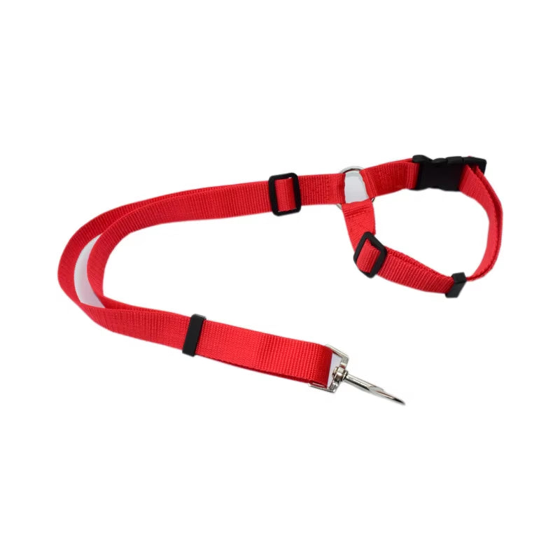 Solid Color Two-In-One Pet Car Seat Belt Nylon Lead Leash Backseat Safety Belt Adjustable Dogs Harness Collar Pet Accessories