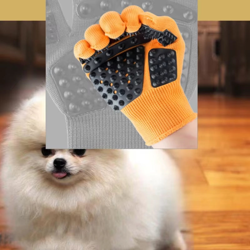 Pet Hair Grooming Gloves 1PC Cat & Dog Grooming Cleaning De-Fluffing Anti-Scratch & Bite Five Fingers Glove Pet Supplies