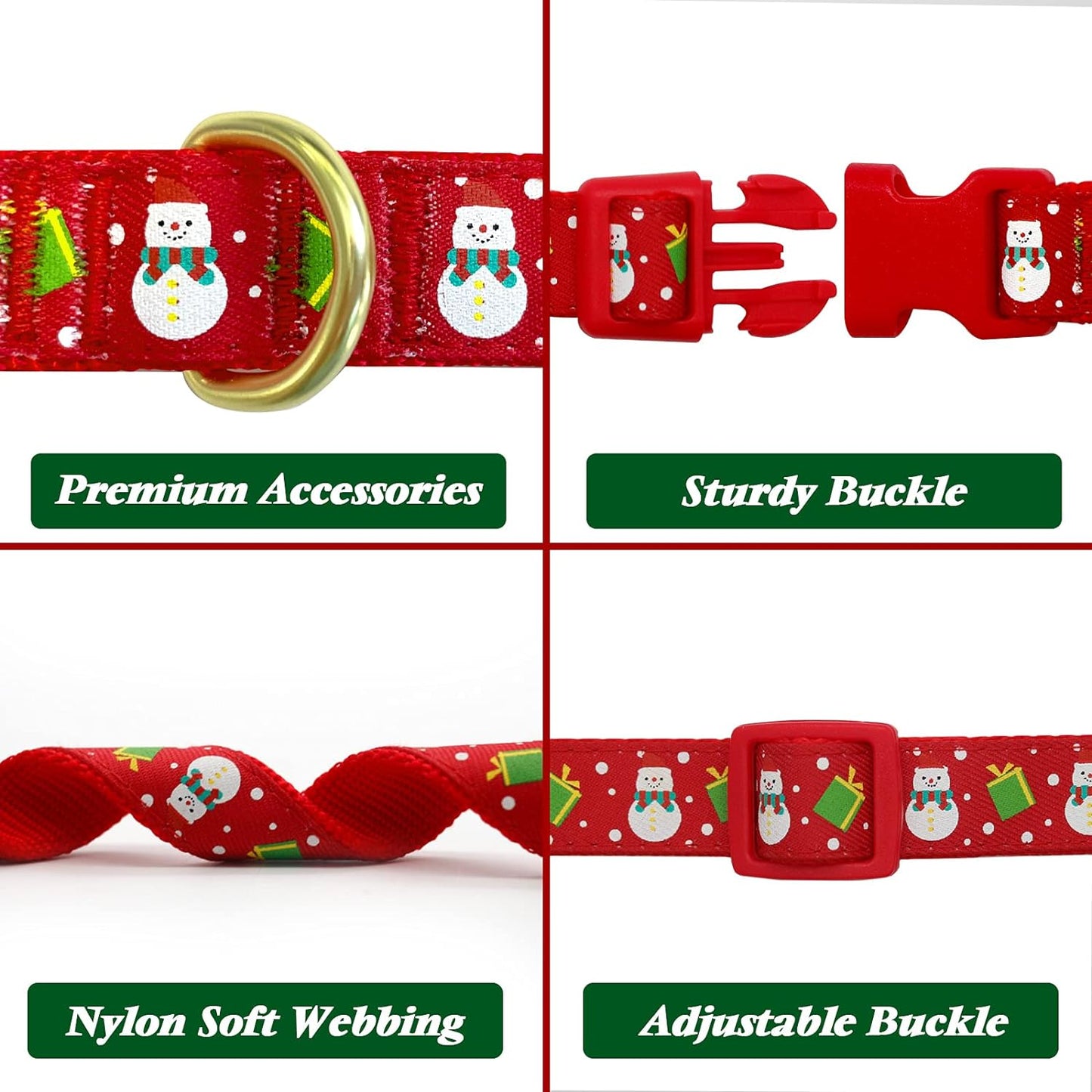 Christmas Dog Collar with Antler Bow Tie for Medium Dogs