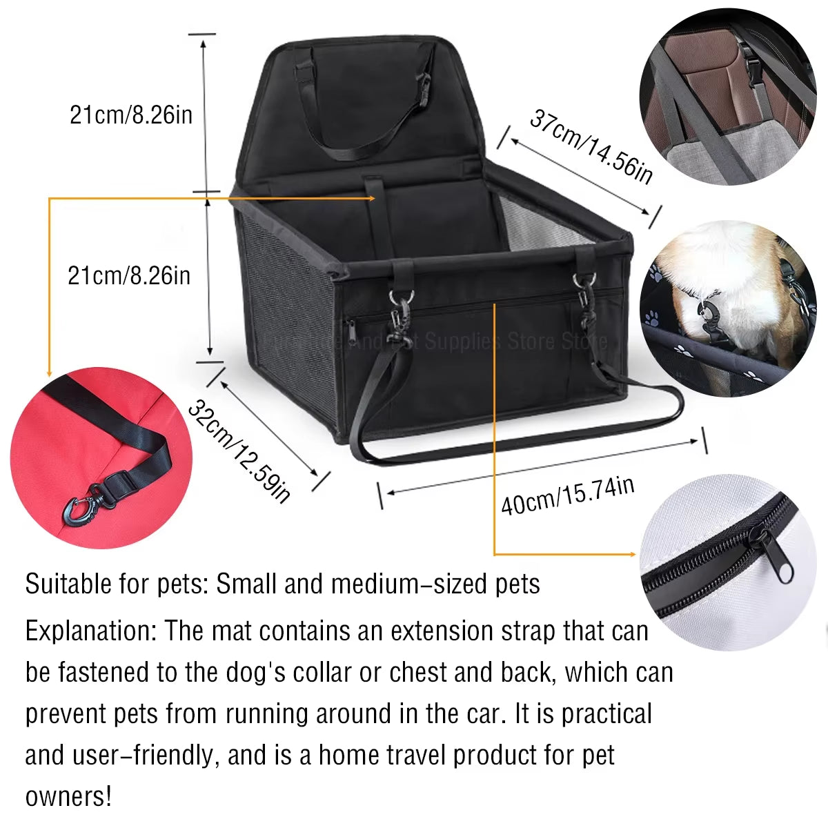 Dog Car Seat Cover Foldable Hammock Pet Harness Cat Bag Basket Stable and Foldable Travel Pet Dog and Cat Safety Car Seat