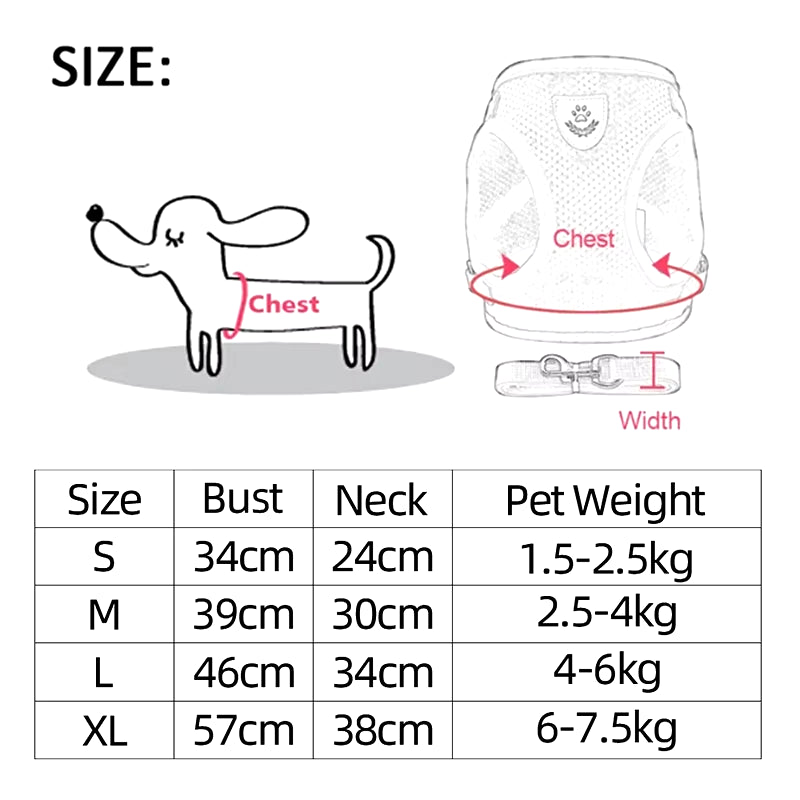 Dog Harness Walking Lead Leash for Small Dogs Collar Polyester Adjustable Mesh Puppy Cat Harness Vest for Medium Pet Accessories