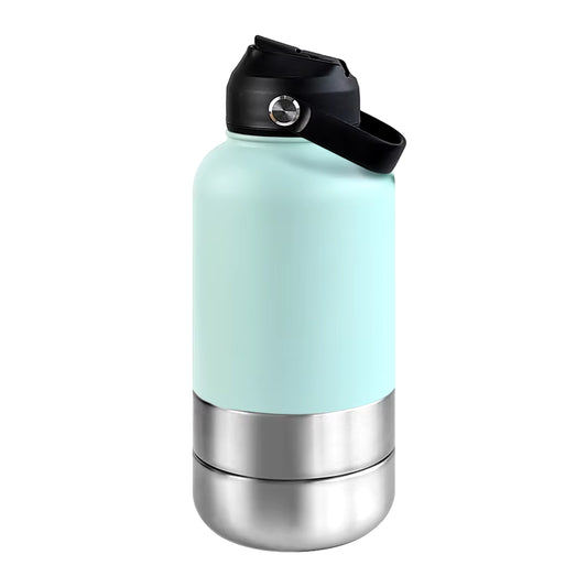 32Oz 3 in 1 Stainless Steel Dog Water Bottle 1000Ml Outdoor Travel Portable Pet Insulated Feeder Dog Bowl Food Bottle