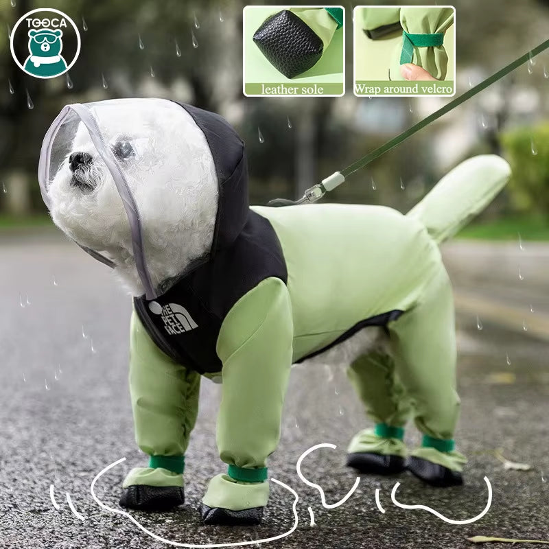 Dog Raincoat Pet Waterproof with Transparent Hooded Jumpsuit Dog Clothing Clothes for Dogs Cats Water Resistant Costume