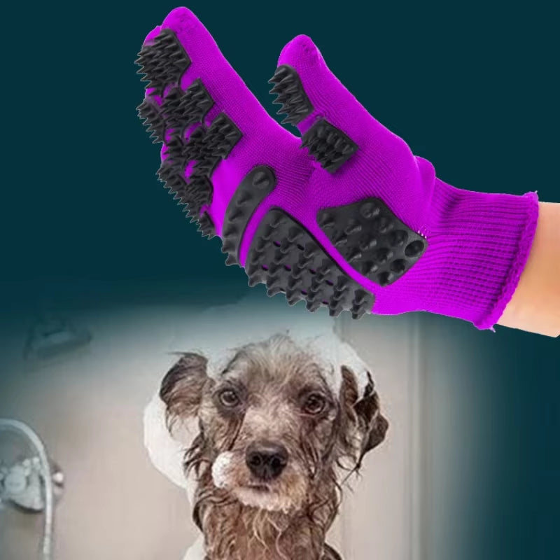 Pet Hair Grooming Gloves 1PC Cat & Dog Grooming Cleaning De-Fluffing Anti-Scratch & Bite Five Fingers Glove Pet Supplies