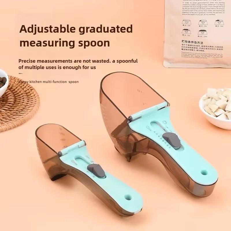 Adjustable Pet Measuring Spoon Plastic Measuring Pet Scoops Cups for Pet Accessories Cat Food Spoon Dog Food Gram Spoon