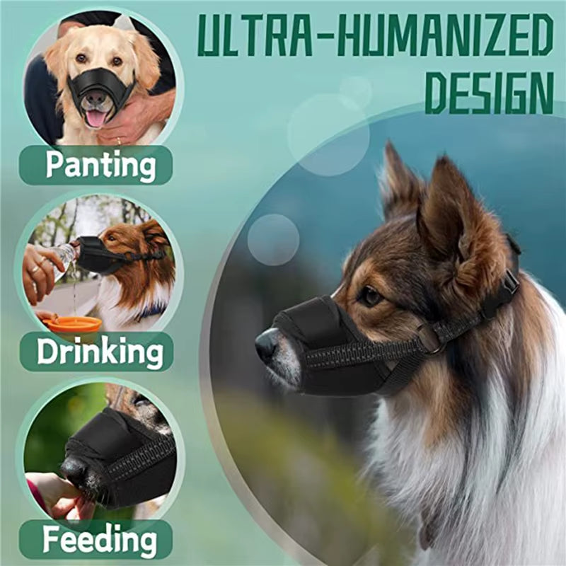 Dog Muzzle Puppy and Large Dog anti Barking Adjustable Anti-Biting Mesh Breathable Soft Pet Mouth Muzzles Straps Doggie Supplies