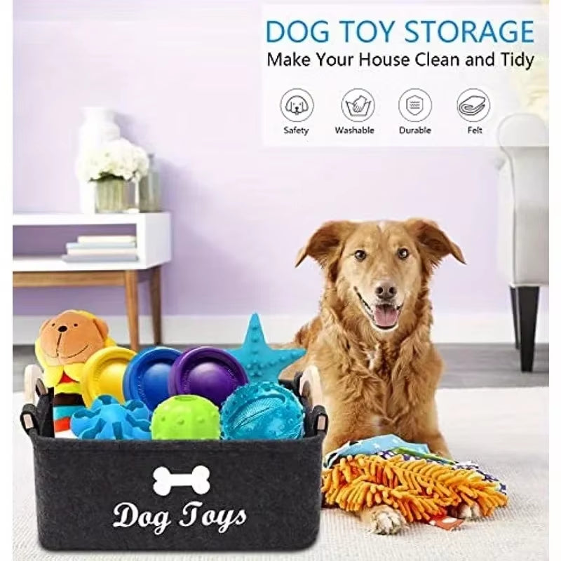 Felt Pet Toy Box, Dog Toy Box, Storage Basket Box - Perfect for Organizing Pets