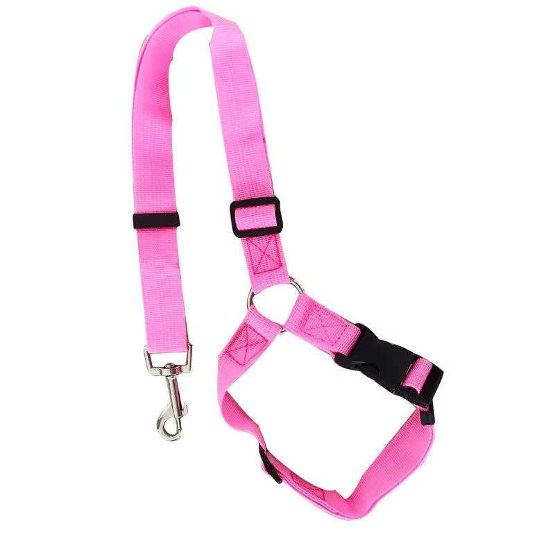 Solid Color Two-In-One Pet Car Seat Belt Nylon Lead Leash Backseat Safety Belt Adjustable Dogs Harness Collar Pet Accessories