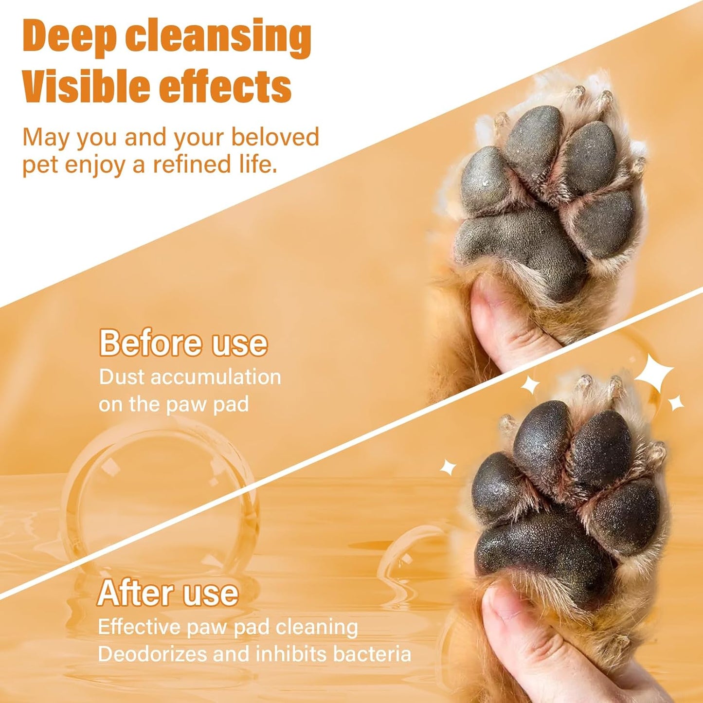 Paw Cleaner for Dogs and Cats,Magic Foam - Clean Paws No-Rinse Foaming Cleanser-Dry Shampoo, Foot Cleaner Brush - with Rose Extract, Odor Control Wash - Good for Puppy