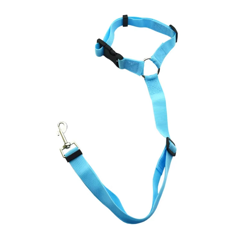 Solid Color Two-In-One Pet Car Seat Belt Nylon Lead Leash Backseat Safety Belt Adjustable Dogs Harness Collar Pet Accessories