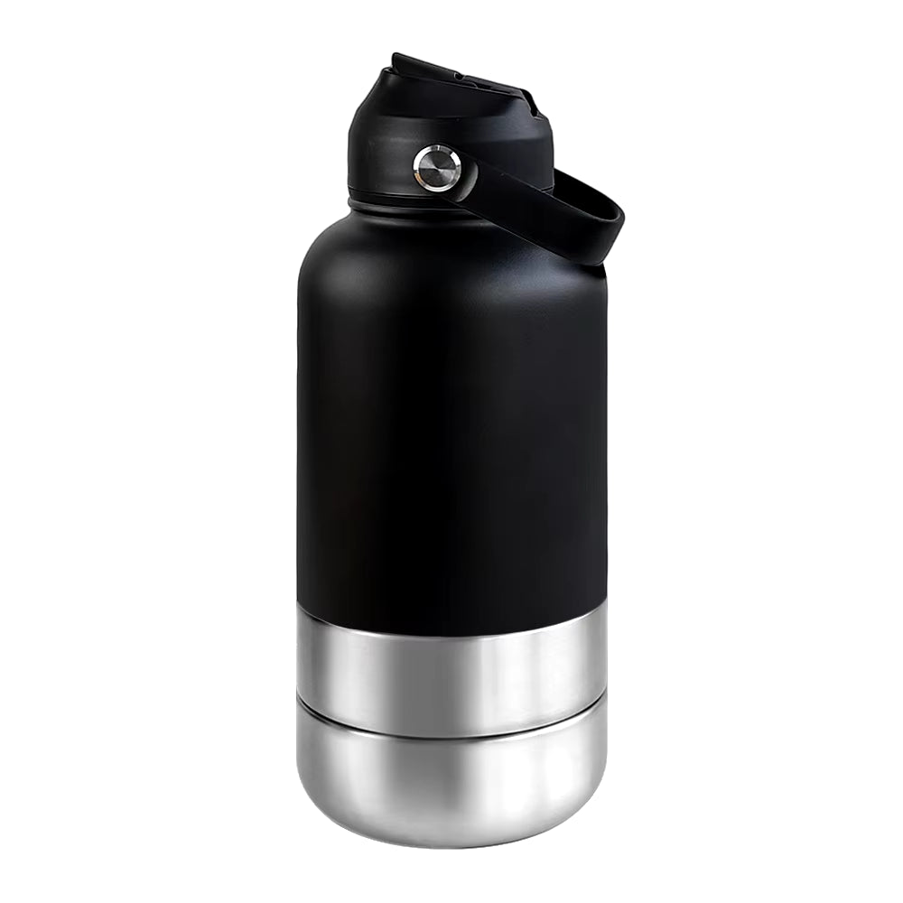 32Oz 3 in 1 Stainless Steel Dog Water Bottle 1000Ml Outdoor Travel Portable Pet Insulated Feeder Dog Bowl Food Bottle