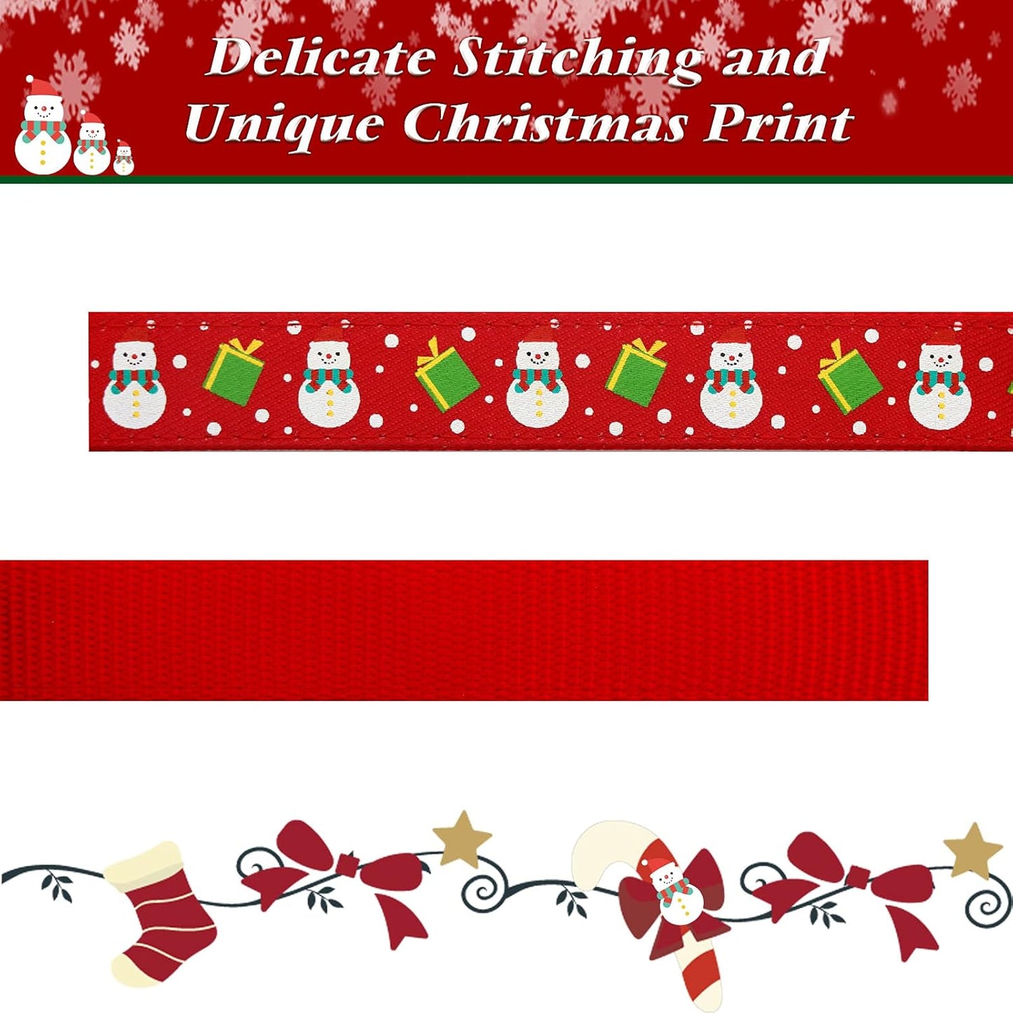 Christmas Dog Collar with Antler Bow Tie for Medium Dogs