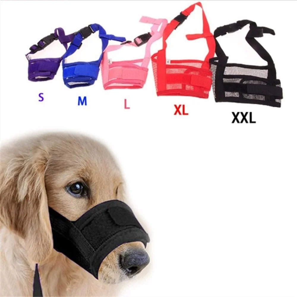 Anti Barking Dog Muzzle for Small Large Dogs Adjustable Mesh Breathable Pet Mouth Muzzles for Dogs Nylon Straps Dog Accessories