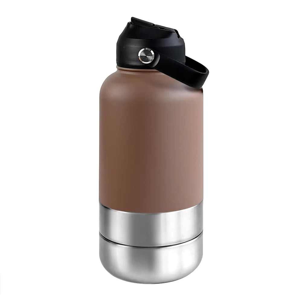 32Oz 3 in 1 Stainless Steel Dog Water Bottle 1000Ml Outdoor Travel Portable Pet Insulated Feeder Dog Bowl Food Bottle